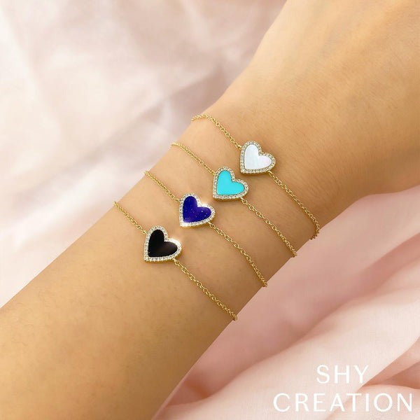 Shy Creation - Turquoise & Diamond Heart Bracelet