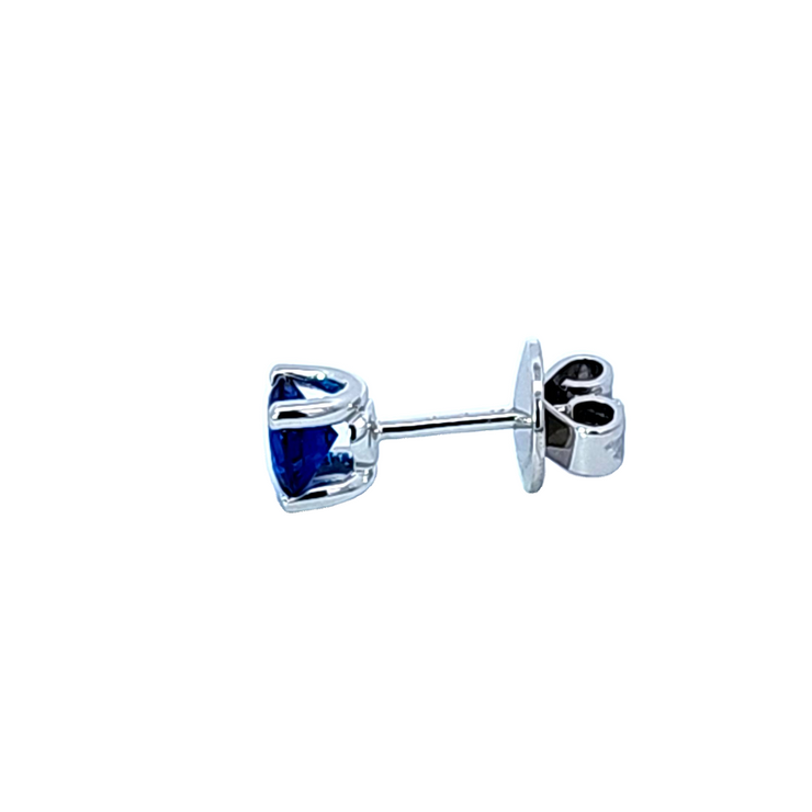 WHITE GOLD BLUE SAPPHIRE STUD EARRINGS