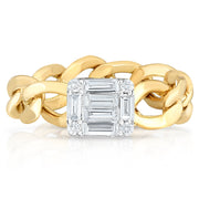 CURB CHAIN DIAMOND CLUSTER RING