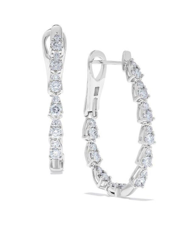 ILLUSION PEAR DIAMOND HOOP EARRINGS