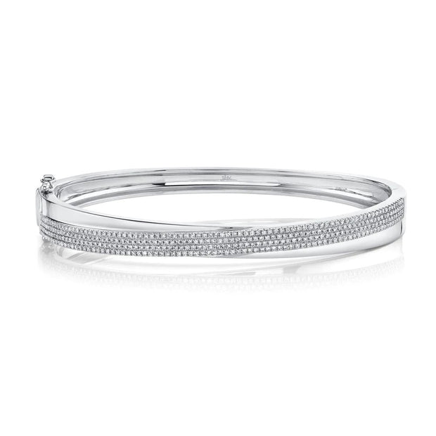 SHY CREATION - WHITE GOLD DIAMOND PAVE BANGLE