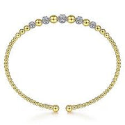 GABRIEL & CO - PAVE DIAMOND BEADED BANGLE BRACELET