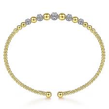 GABRIEL & CO - PAVE DIAMOND BEADED BANGLE BRACELET