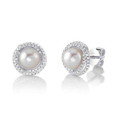 PEARL & DIAMOND POST EARRINGS