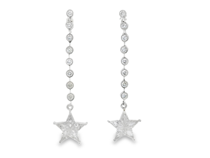 DIAMOND STAR DANGLE EARRINGS