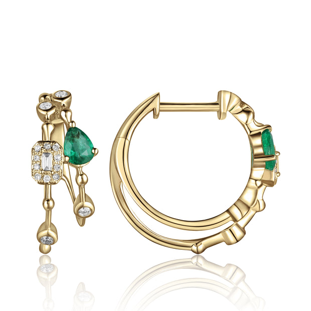 LUVENTE - EMERALD & DIAMOND DOUBLE HOOP EARRINGS