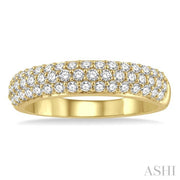 ASHI - 3 ROW PAVE DIAMOND BAND