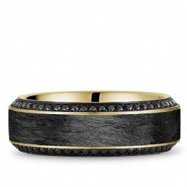 CROWN RING - MENS BLACK DIAMOND BAND