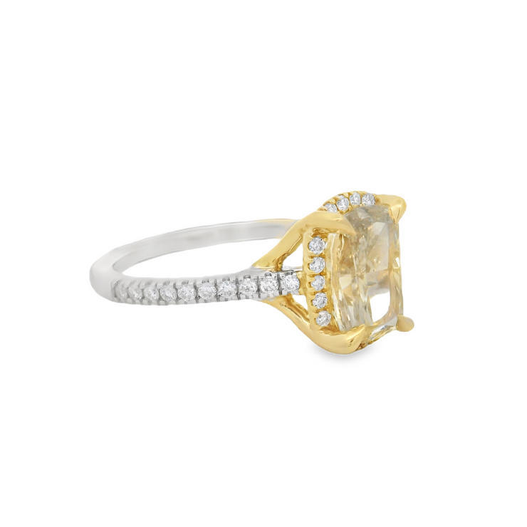 CUSHION CUT YELLOW DIAMOND RING