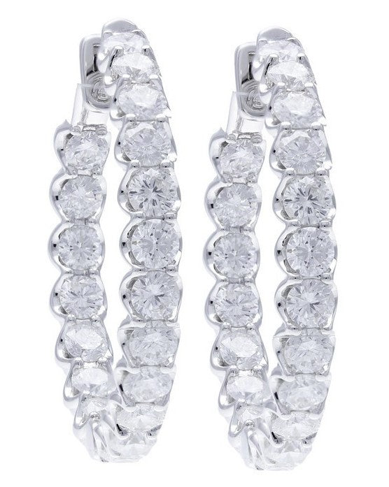 DIAMOND IN & OUT HOOP EARRINGS - 3 CT