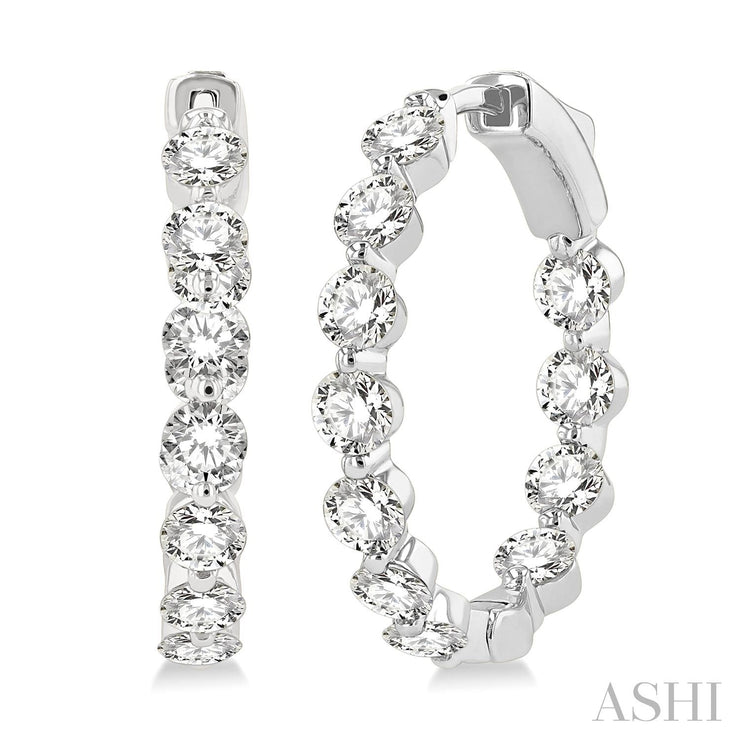 ASHI - DIAMOND IN & OUT HOOP EARRINGS