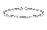 GABRIEL & CO - PAVE DIAMOND BAR BEADED BANGLE BRACELET