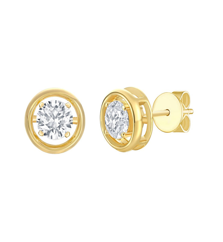 GOLD FRAME DIAMOND STUD EARRINGS