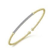 GABRIEL & CO - 14K Yellow Gold Bujukan Split Cuff Bracelet with Diamond Pave Bar