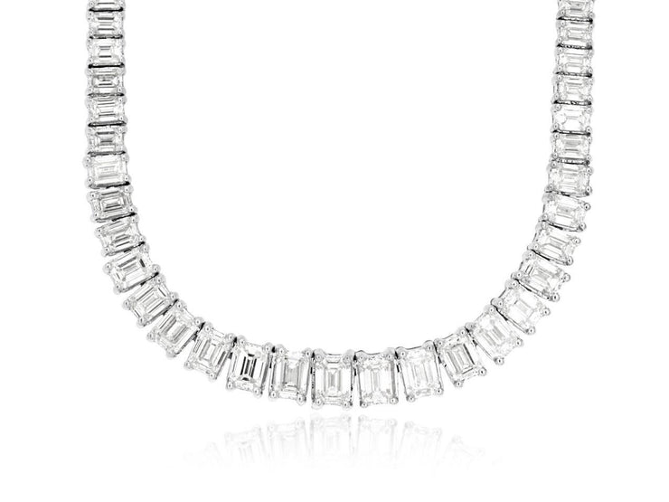 EMERALD CUT DIAMOND TENNIS NECKLACE - 17 CT