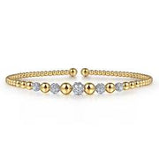 GABRIEL & CO - PAVE DIAMOND BEADED BANGLE BRACELET