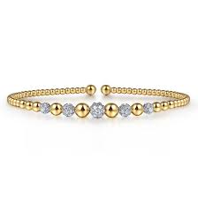 GABRIEL & CO - PAVE DIAMOND BEADED BANGLE BRACELET