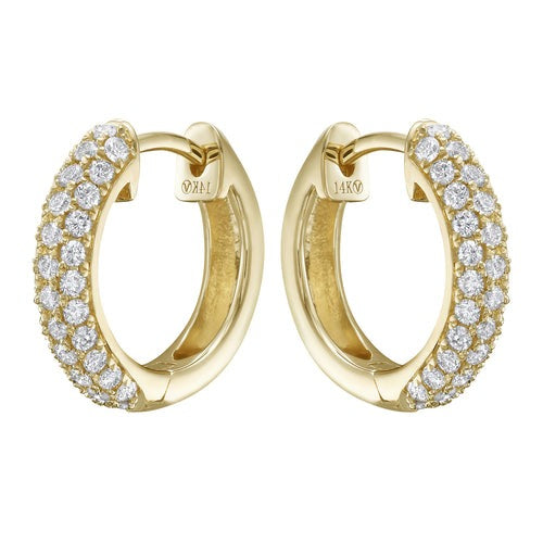 PAVE DIAMOND HUGGIE HOOP EARRINGS - 1/2 CT