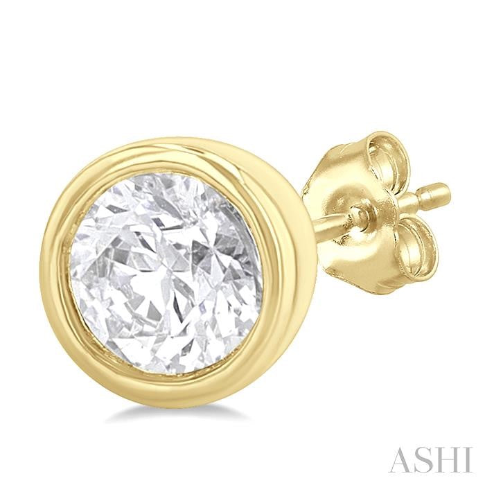 ASHI - ROUND DIAMOND STUD EARRINGS -  1/5 CT