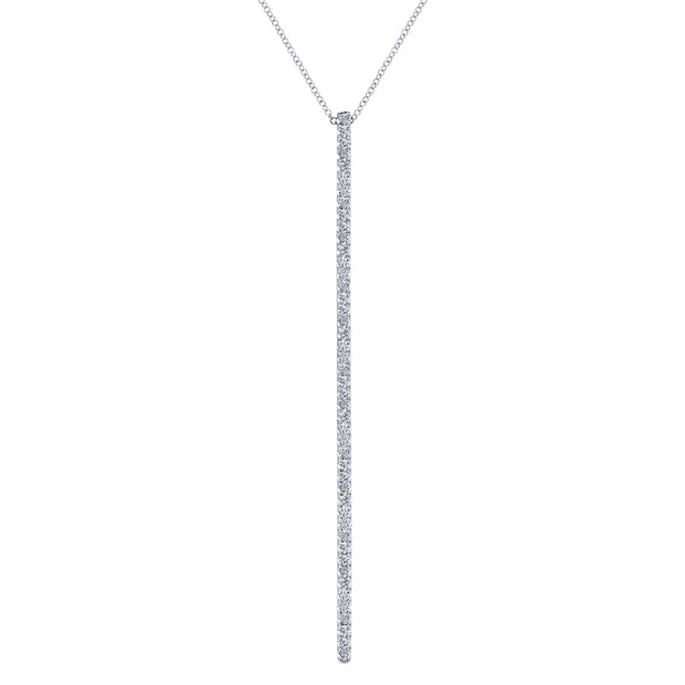 GABRIEL & CO- LONG DIMAOND BAR PENDANT NECKLACE