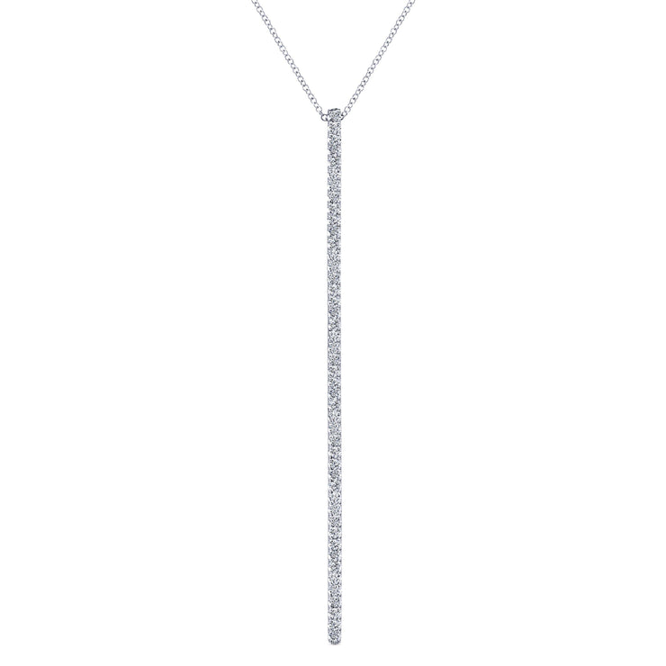 GABRIEL & CO- LONG DIMAOND BAR PENDANT NECKLACE