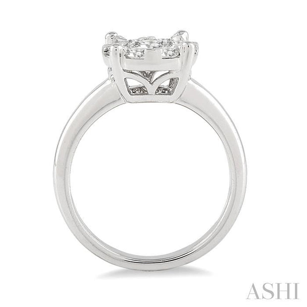 ASHI - DIAMOND CLUSTER ENGAGEMENT RING - 0.75 TCW