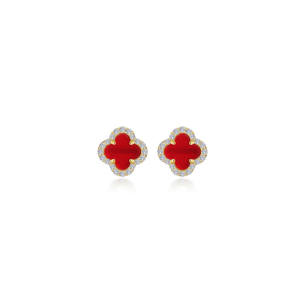 LAFFON - RED AGATE CLOVER POST EARRINGS