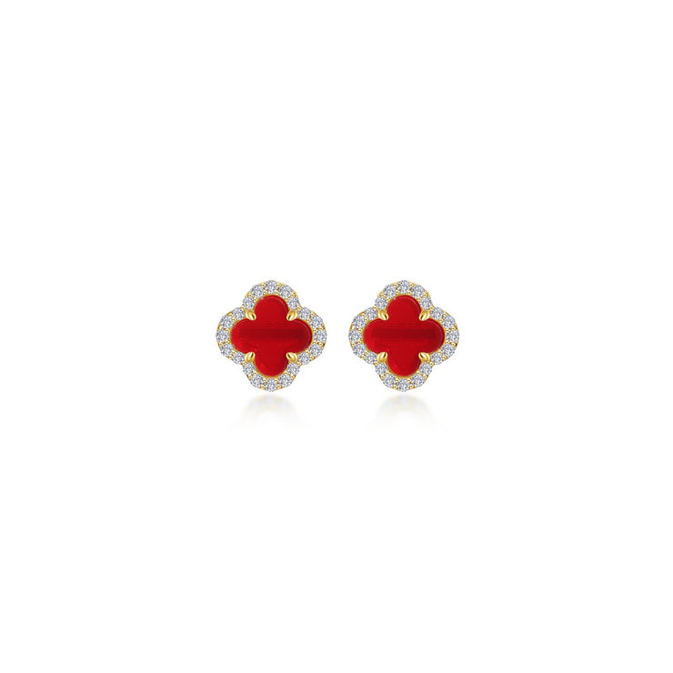 LAFFON - RED AGATE CLOVER POST EARRINGS