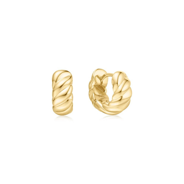 Ania Haie - Gold Bold Texture Small Huggie Hoop Earrings