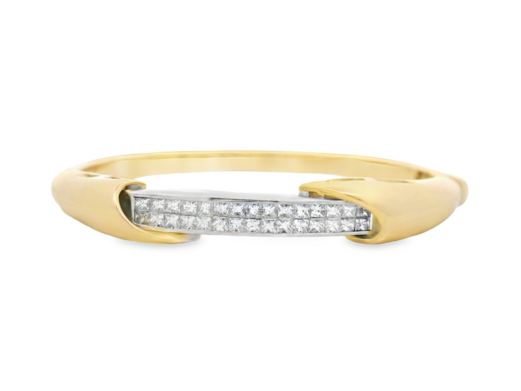 Two Tone Diamond Bangle Bracelet - 1 1/2 Ct