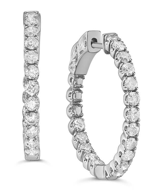 IN & OUT DIAMOND HOOP EARRINGS - 1 1/2 CT