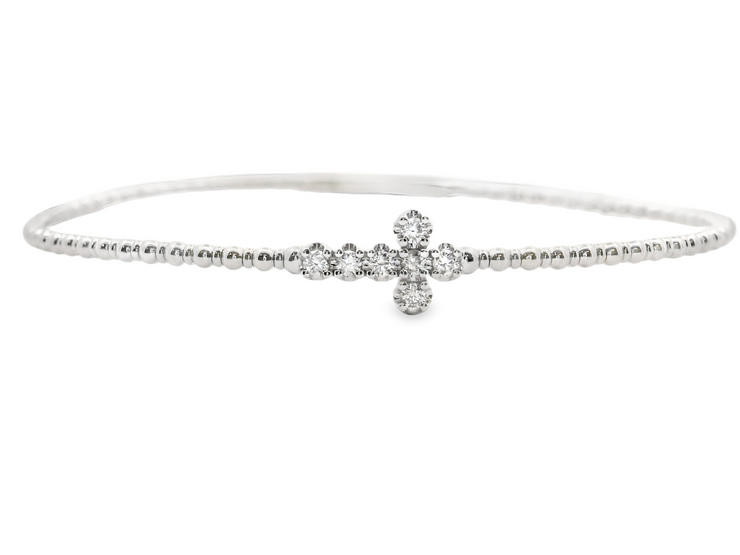 Diamond Cross Flexible Bangle Bracelet