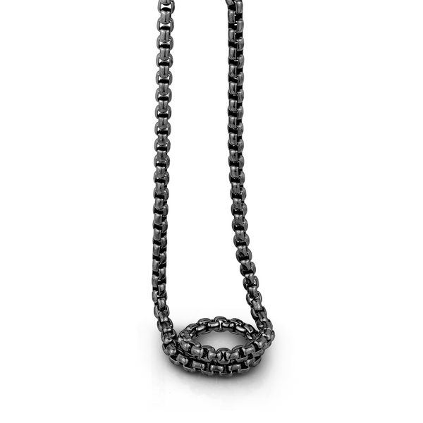 ITALGEM STEEL – GUMNETAL ROUND BOX CHAIN NECKLACE