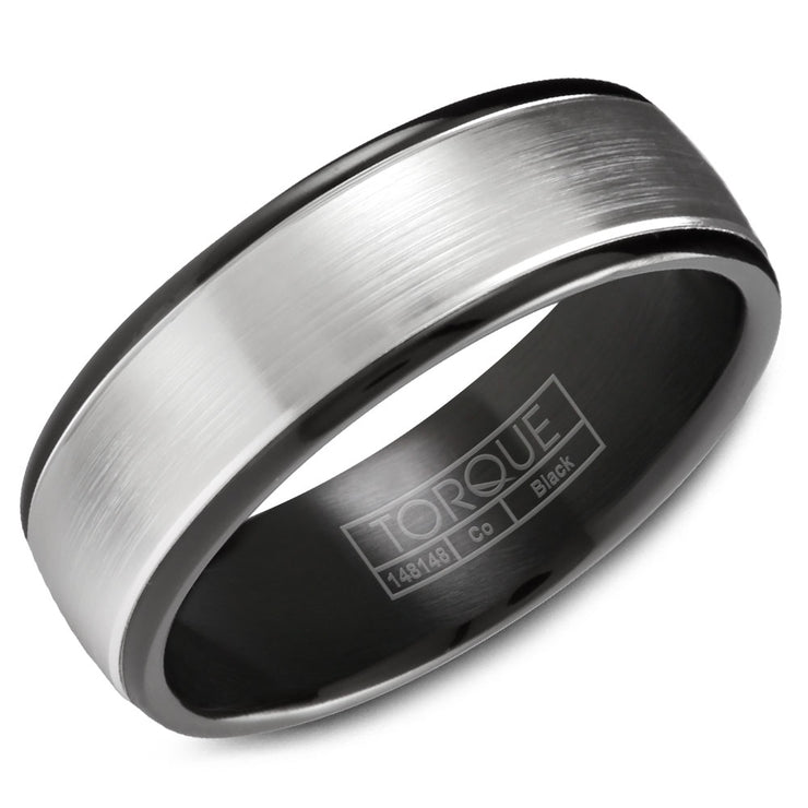 CROWN RING – MENS BLACK & WHITE COBALT WEDDING BAND