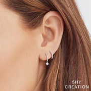 SHY CREATION – PAVE DIAMOND HUGGIE HOOP EARRINGS