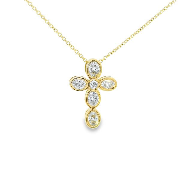 OVAL DIAMOND CROSS PENDANT