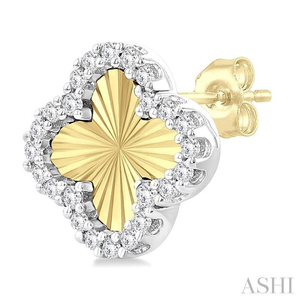 ASHI - DIAMOND FLUTED CLOVER POST EARRINGS