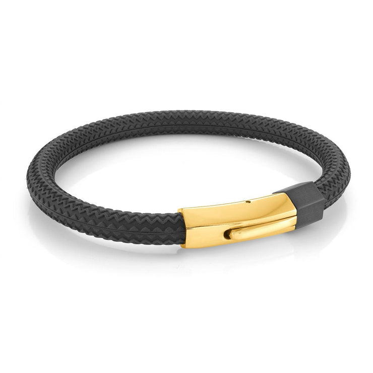 ITALGEM STEEL – BLACK TIRE RUBBER BRACELET