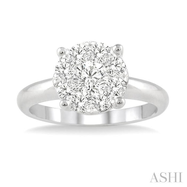 ASHI - DIAMOND CLUSTER ENGAGEMENT RING - 0.75 TCW