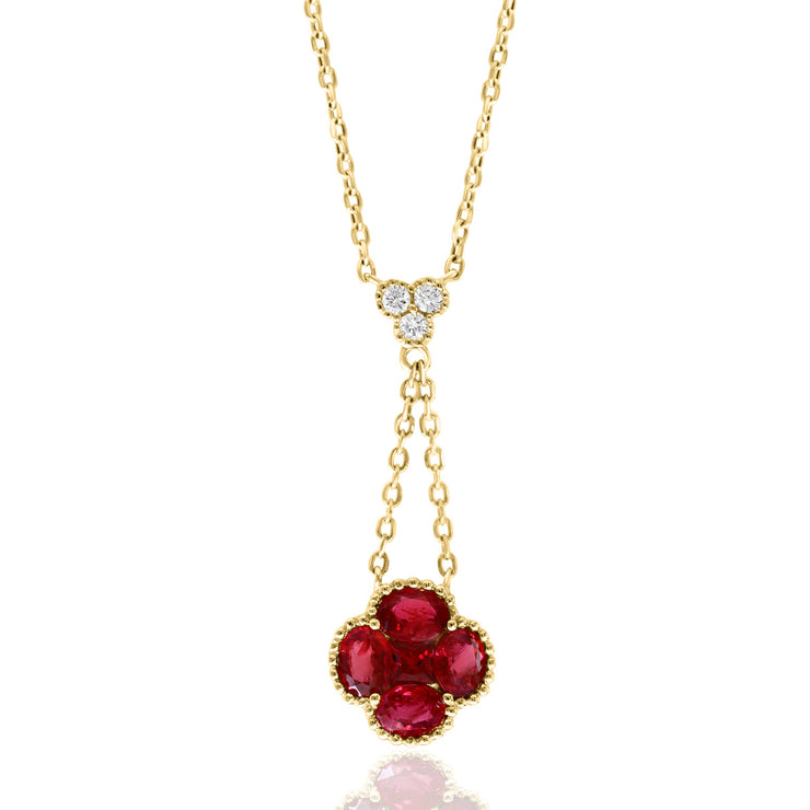 RUBY CLOVER & DIAMOND PENDANT