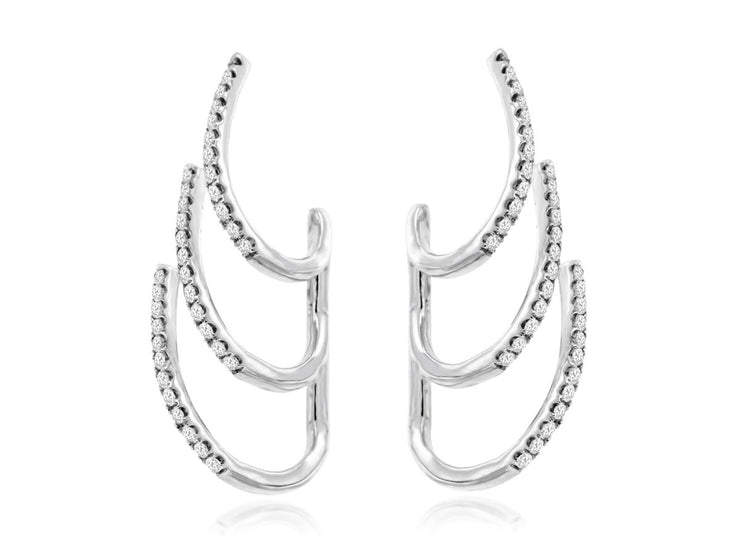 ILLUSION 3 HOOP DIAMOND EARRINGS