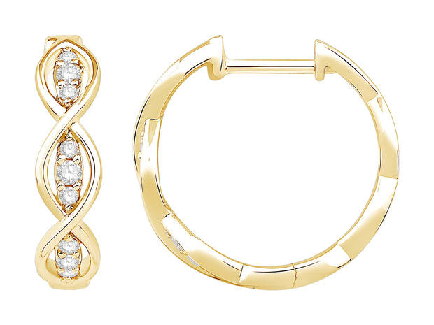 TWISTED DIAMOND HOOP EARRINGS