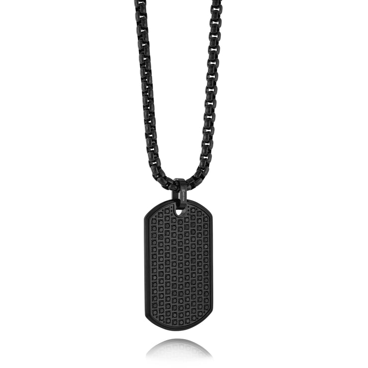 BLACK CUBIC ZIRCONIA REVERSIBLE DOG TAG PENDANT