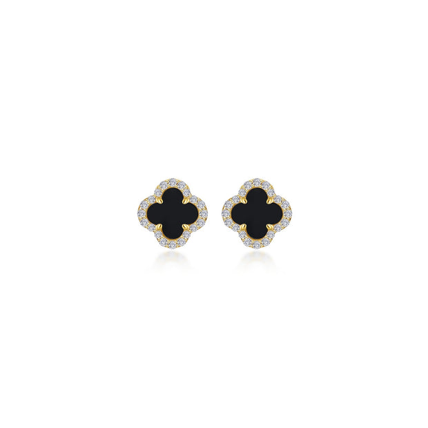 LAFONN - BLACK ONYX CLOVER POST EARRINGS