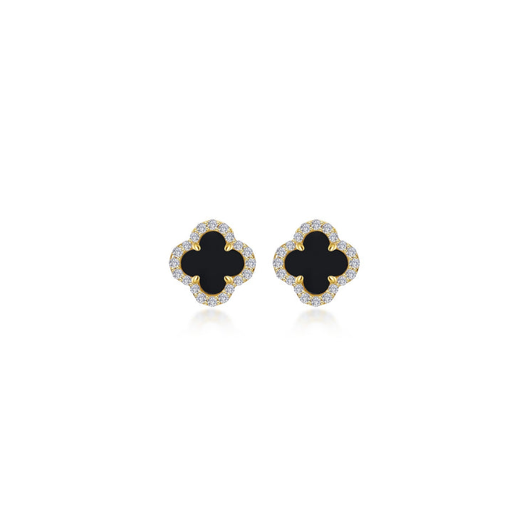 LAFONN - BLACK ONYX CLOVER POST EARRINGS