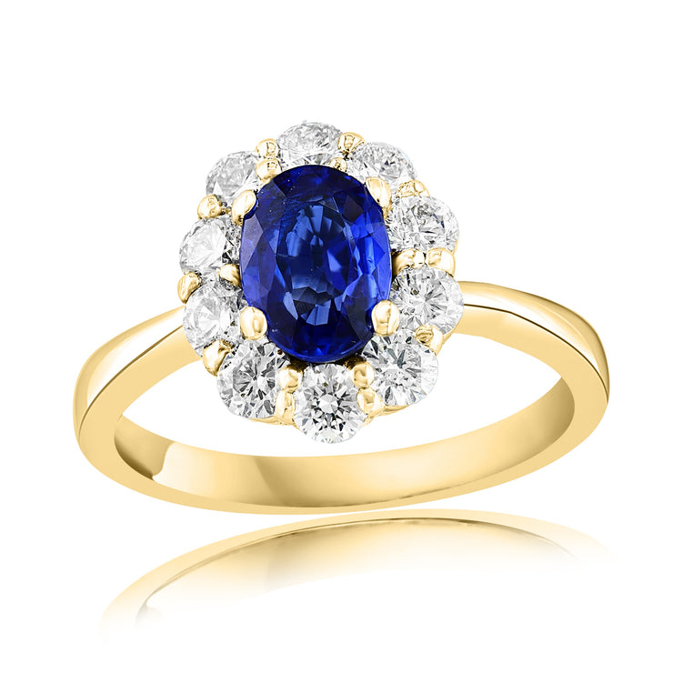 SAPPHIRE & DIAMOND FLOWER RING