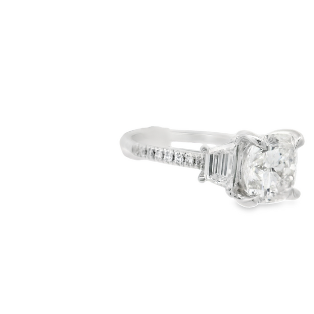 DIAMOND ENGAGEMENT RING - 3 CT CUSHION CUT CENTER