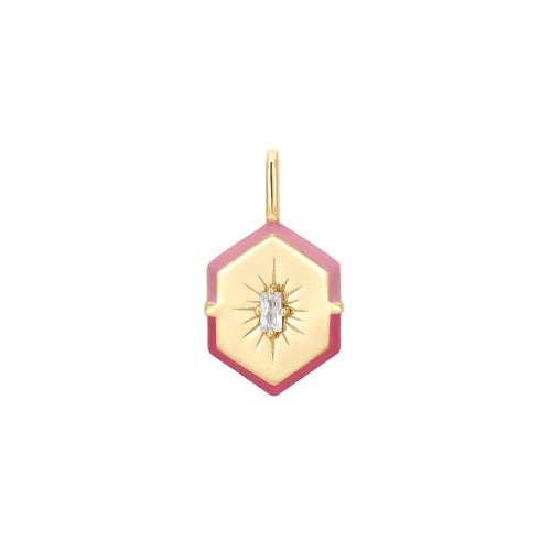 ANIA HAIE - PINK ENAMEL HEXAGON NECKLACE CHARM