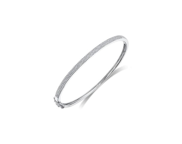 SHY CREATION - WHITE GOLD DIAMOND PAVE BANGLE