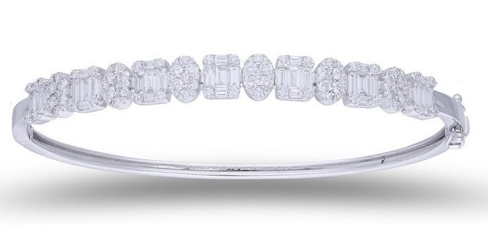 ALTERNATING SHAPE DIAMOND CLUSTER BANGLE BRACELET